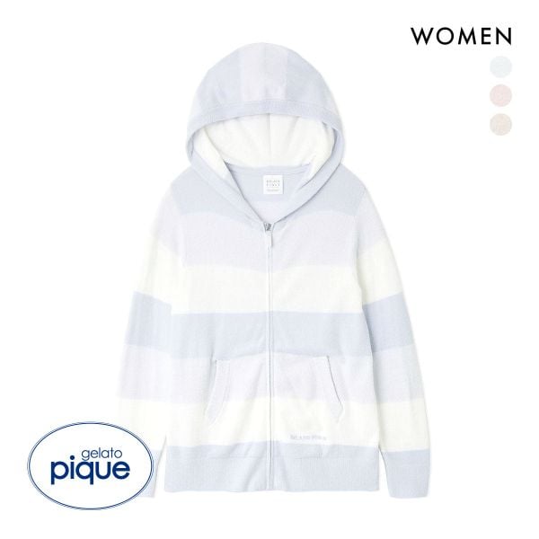 ジェラートピケ レディース スムーズィーlite3ボーダーパーカ ジェラピケ パジャマ gelato pique