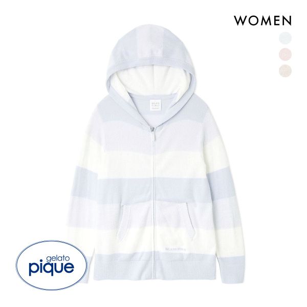 ジェラートピケ レディース スムーズィーlite3ボーダーパーカ ジェラピケ パジャマ gelato pique
