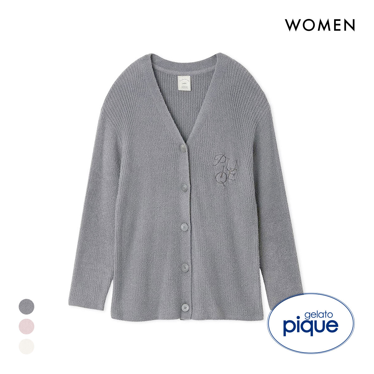 ジェラートピケ レディース 調温スムーズィーリブカーディガン ジェラピケ パジャマ ルームウェア gelato pique(GY-グレー-Free)