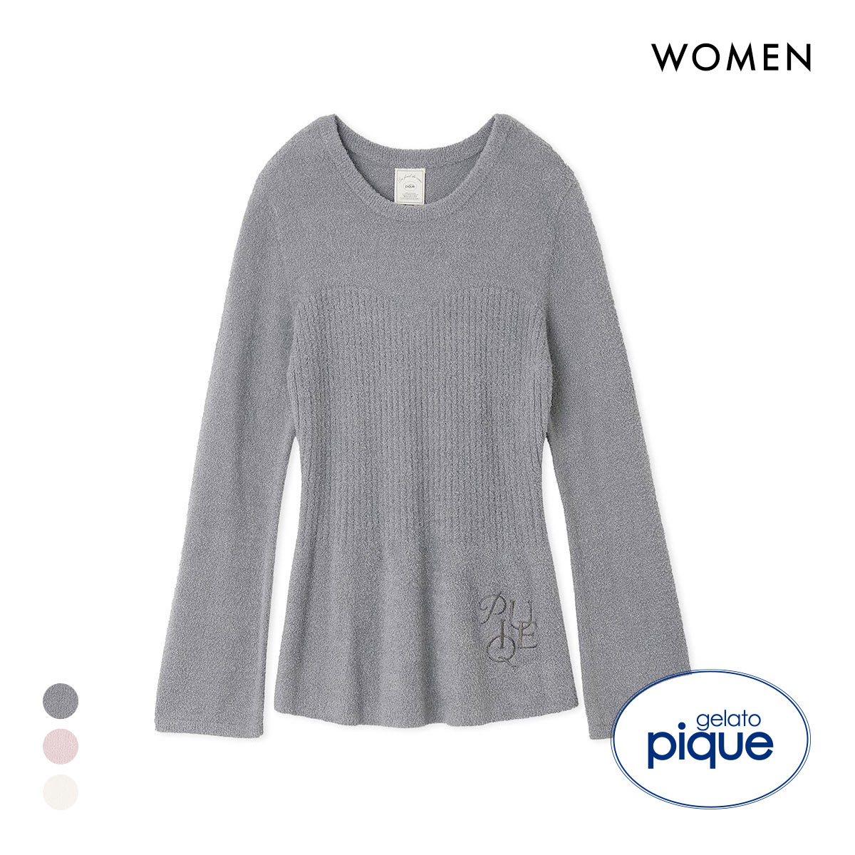ジェラートピケ レディース 調温スムーズィーリブプルオーバー ジェラピケ パジャマ ルームウェア gelato pique(GY-グレー-Free)