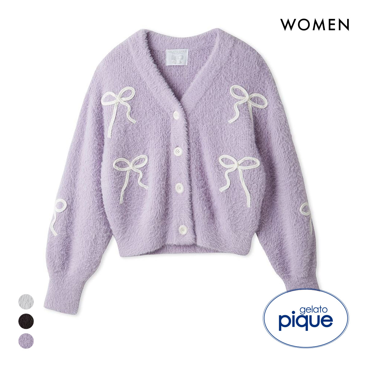 ジェラートピケ レディース HALLOWEEN リボンフェザーカーディガン ジェラピケ パジャマ ルームウェア gelato pique(PU-パープル-Free)