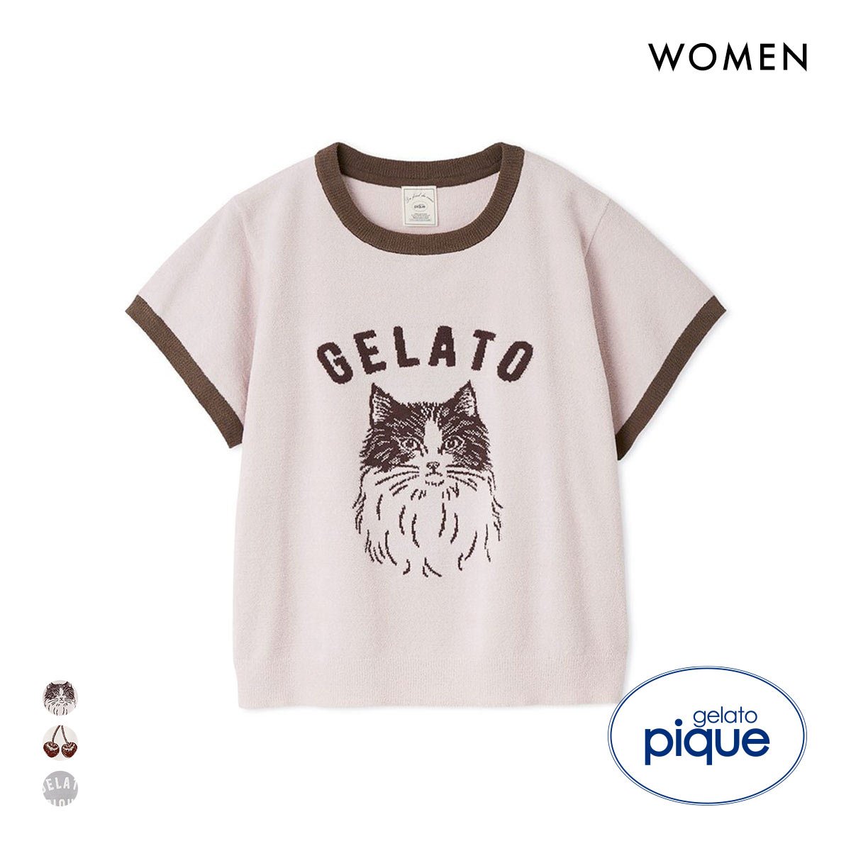 ジェラートピケ レディース エアリーモコモチーフジャガードリンガープルオーバー ジェラピケ パジャマ ルームウェア gelato pique(PI-ピンク-Free)