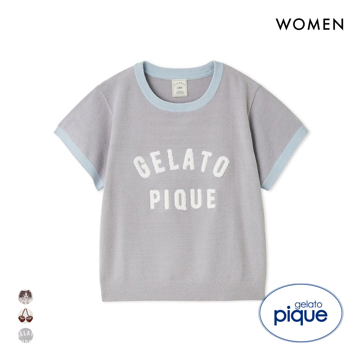 ジェラートピケ レディース エアリーモコモチーフジャガードリンガープルオーバー ジェラピケ パジャマ ルームウェア gelato pique(GY-グレー-Free)