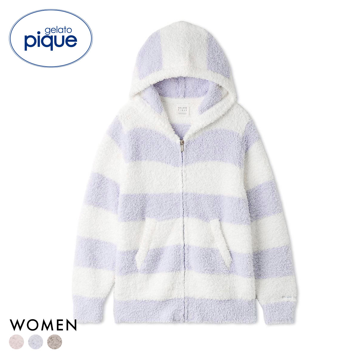 ジェラートピケ レディース ジェラート2ボーダーパーカ ジェラピケ gelato pique(BU-ブルー-Free)