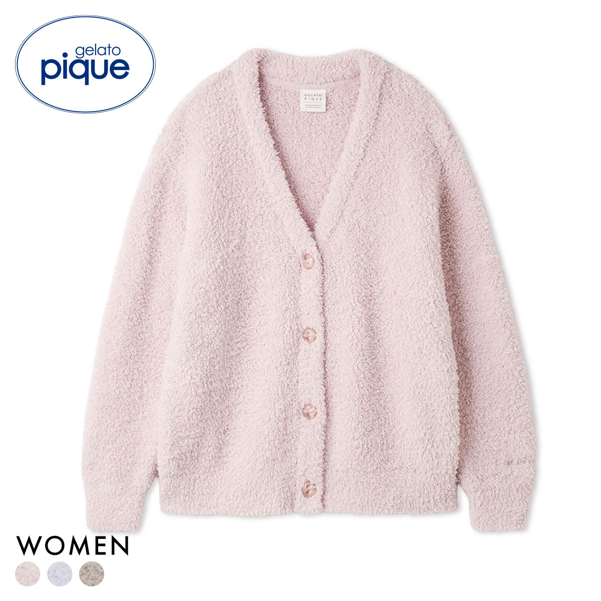 ジェラートピケ レディース ジェラートカーディガン ジェラピケ パジャマ ルームウェア gelato pique(PI-ピンク-Free)