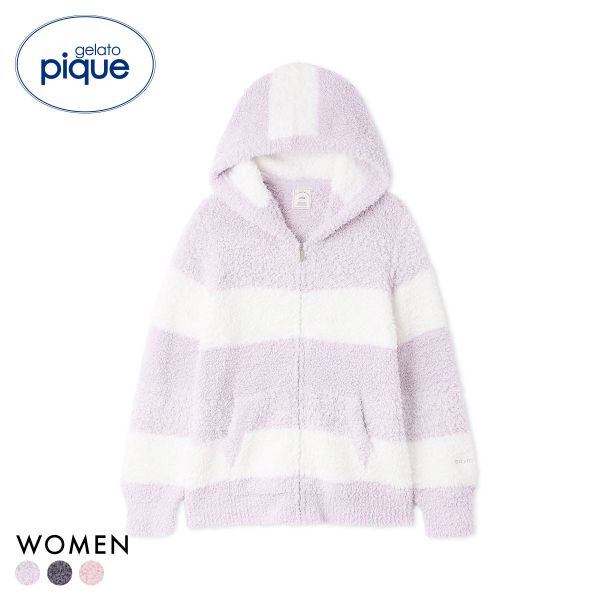 ジェラートピケ レディース ジェラート3ボーダーパーカ ジェラピケ パジャマ ルームウェア gelato pique