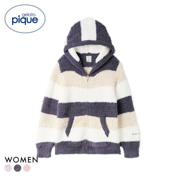 ジェラートピケ レディース ジェラート3ボーダーパーカ ジェラピケ パジャマ ルームウェア gelato pique