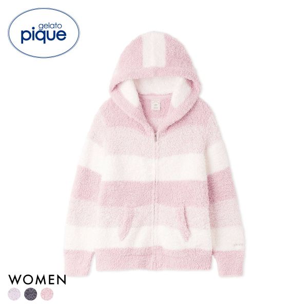ジェラートピケ レディース ジェラート3ボーダーパーカ ジェラピケ パジャマ ルームウェア gelato pique