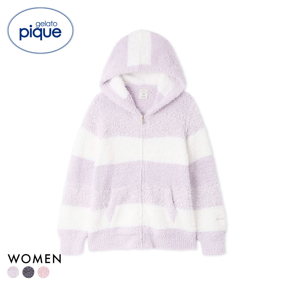 ジェラートピケ レディース ジェラート3ボーダーパーカ ジェラピケ パジャマ ルームウェア gelato pique