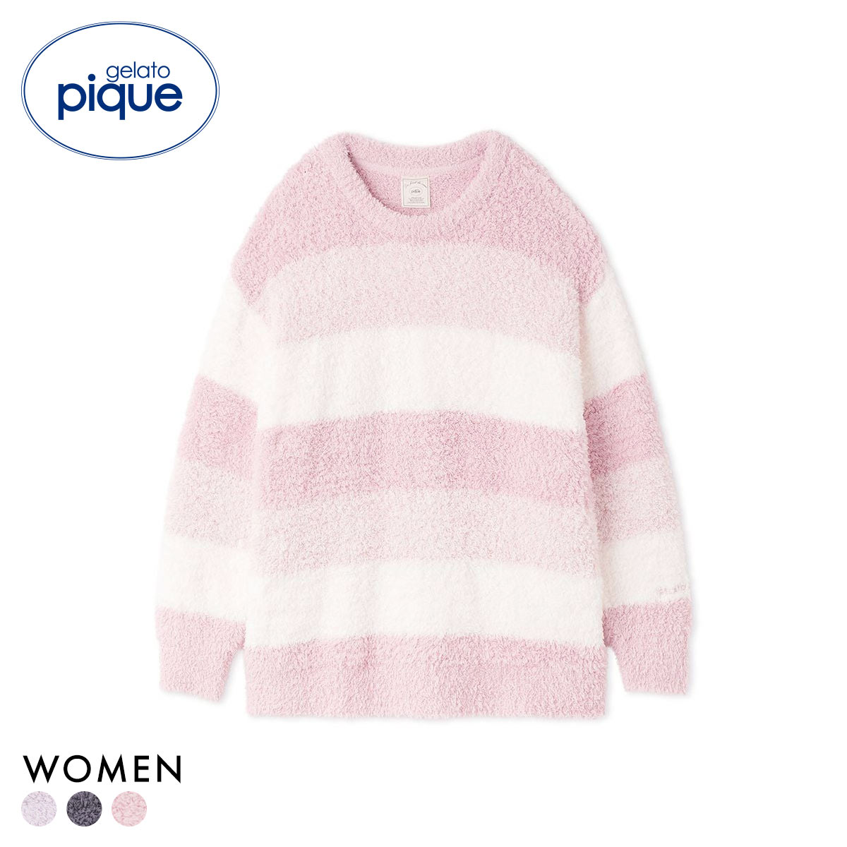 ジェラートピケ レディース ジェラート3ボーダープルオーバー ジェラピケ パジャマ ルームウェア gelato pique(PI-ピンク-Free)