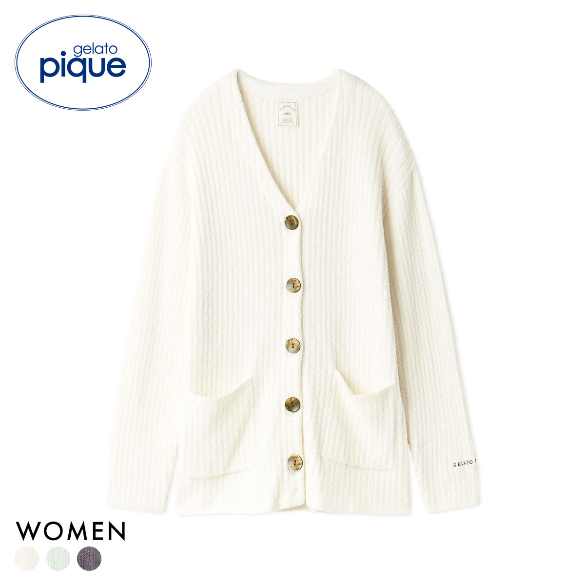 ジェラートピケ レディース 調温スムーズィ―カーディガン ジェラピケ パジャマ ルームウェア gelato pique(CR-クリーム-Free)