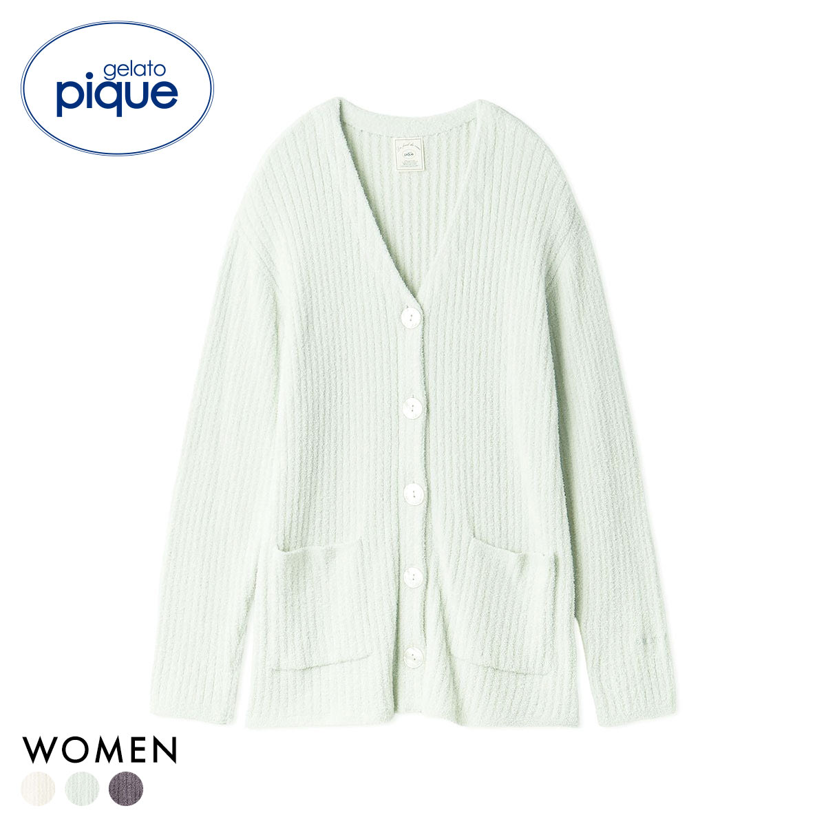 ジェラートピケ レディース 調温スムーズィ―カーディガン ジェラピケ パジャマ ルームウェア gelato pique(MI-ミント-Free)