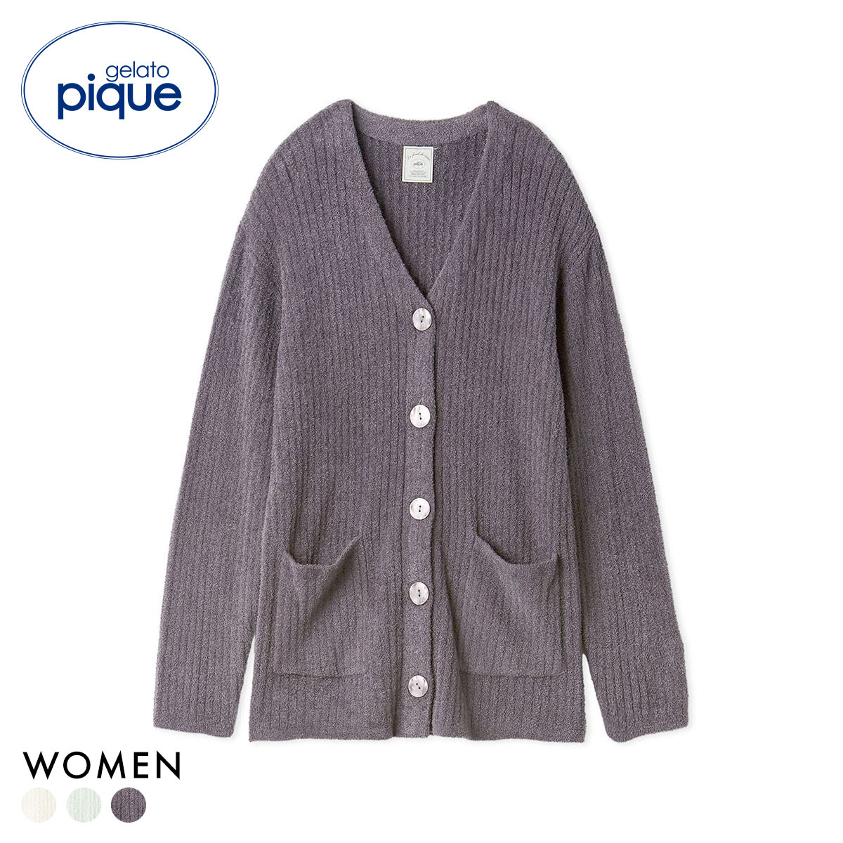 ジェラートピケ レディース 調温スムーズィ―カーディガン ジェラピケ パジャマ ルームウェア gelato pique(DGY-濃グレー-Free)