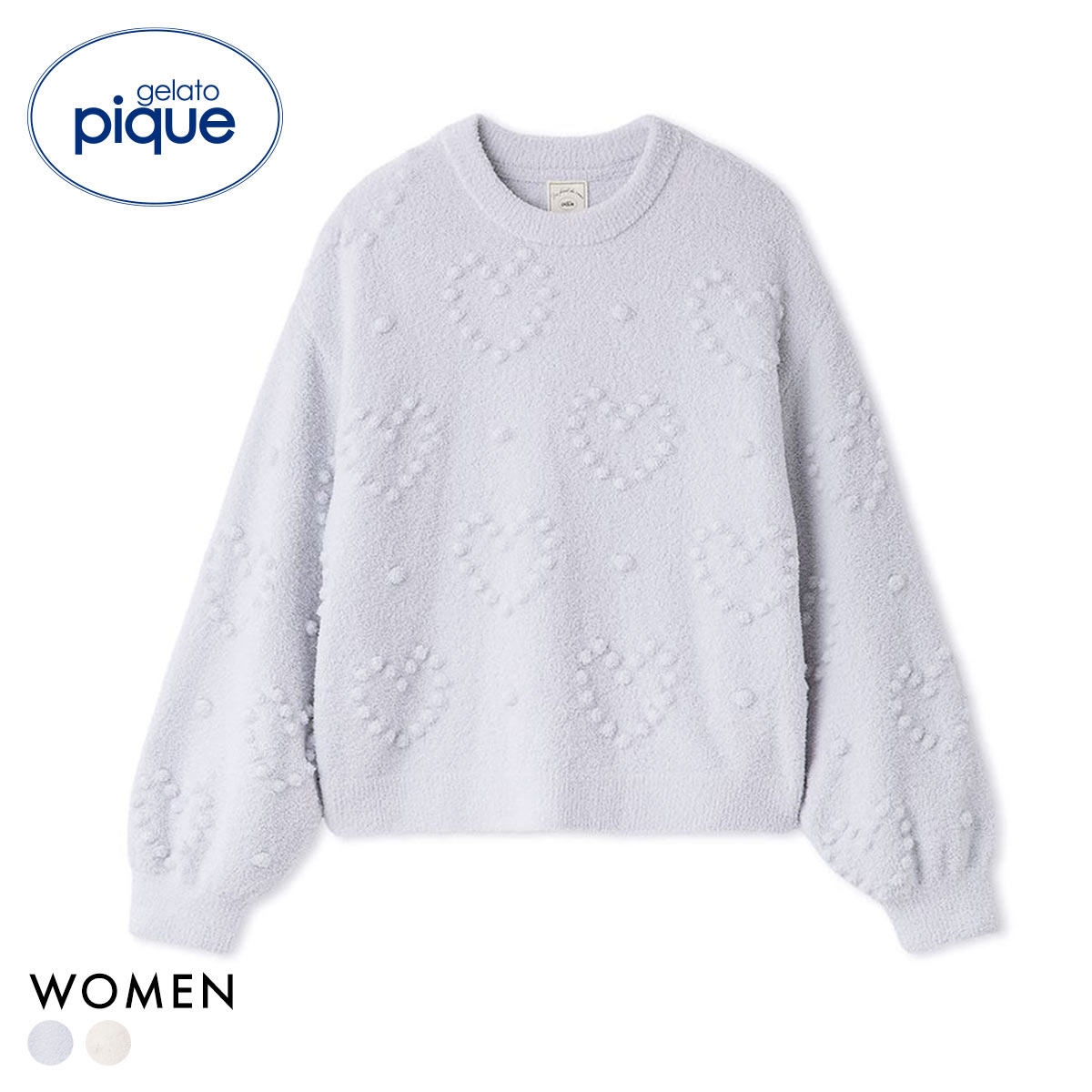 ジェラートピケ レディース ハート柄プルオーバー ジェラピケ パジャマ gelato pique(BU-ブルー-Free)