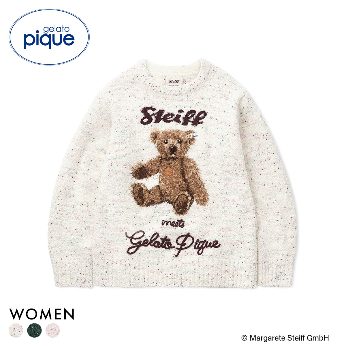 ジェラートピケ レディース シュタイフ パウダーネップジャガードプルオーバー ジェラピケ ルームウェア gelato pique Steiff(CR-クリーム-Free)