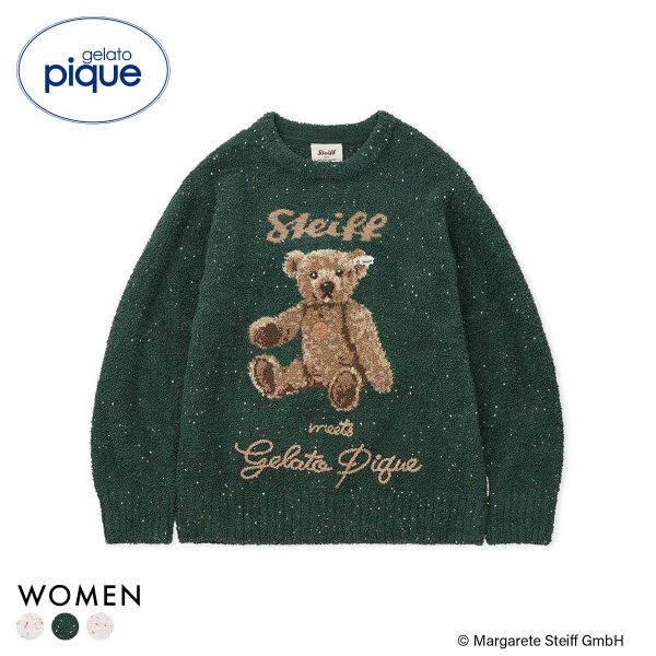 ジェラートピケ レディース シュタイフ パウダーネップジャガードプルオーバー ジェラピケ ルームウェア gelato pique Steiff