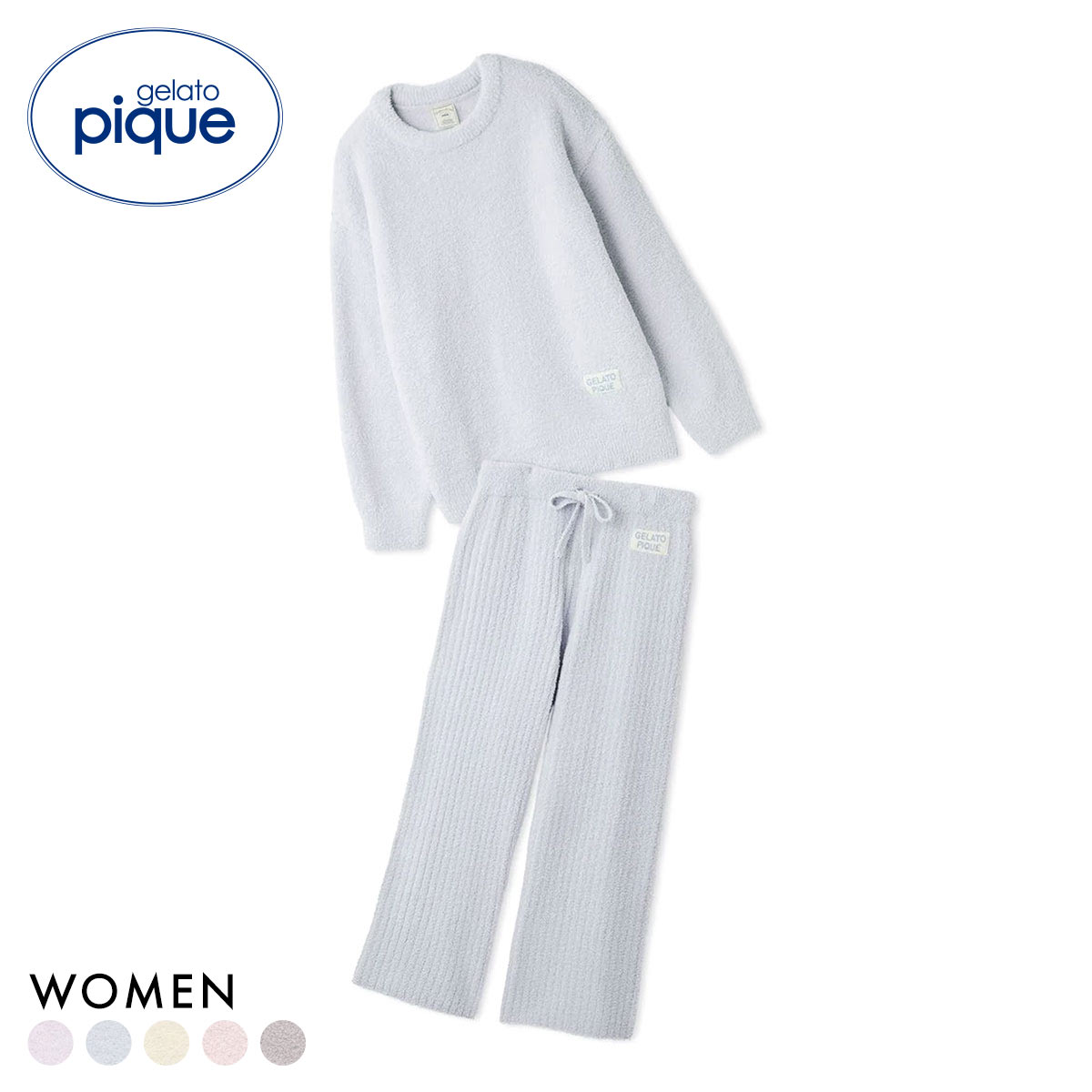 ジェラートピケ レディース カラフルパウダープルオーバー＆ベビモコリブロングパンツセット ジェラピケ パジャマ gelato pique(BU-ブルー-Free)