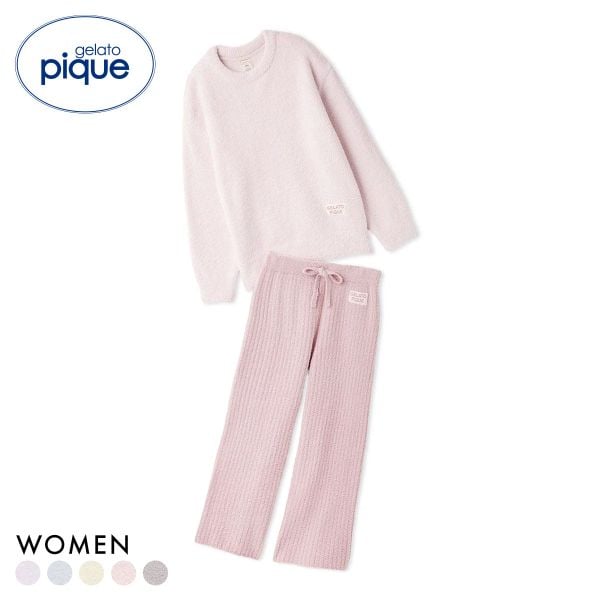 ジェラートピケ レディース カラフルパウダープルオーバー＆ベビモコリブロングパンツセット ジェラピケ パジャマ gelato pique
