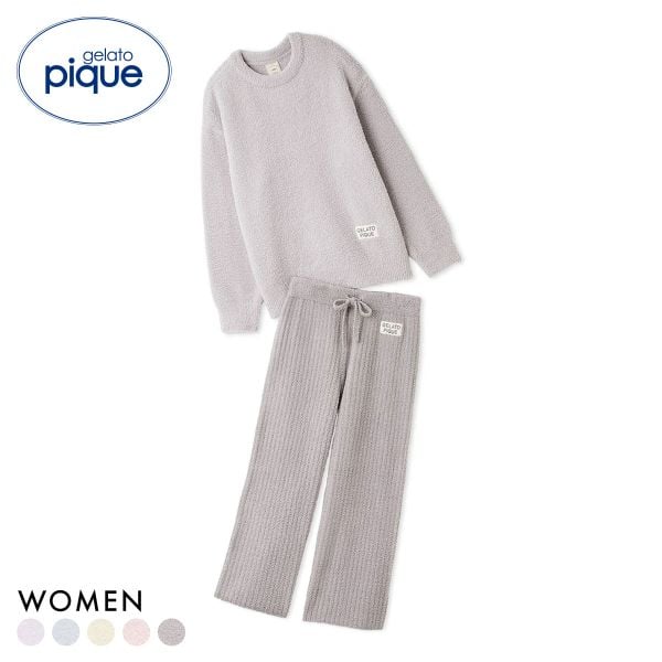 ジェラートピケ レディース カラフルパウダープルオーバー＆ベビモコリブロングパンツセット ジェラピケ パジャマ gelato pique