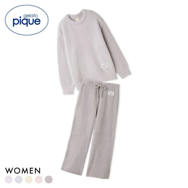 ジェラートピケ レディース カラフルパウダープルオーバー＆ベビモコリブロングパンツセット ジェラピケ パジャマ gelato pique