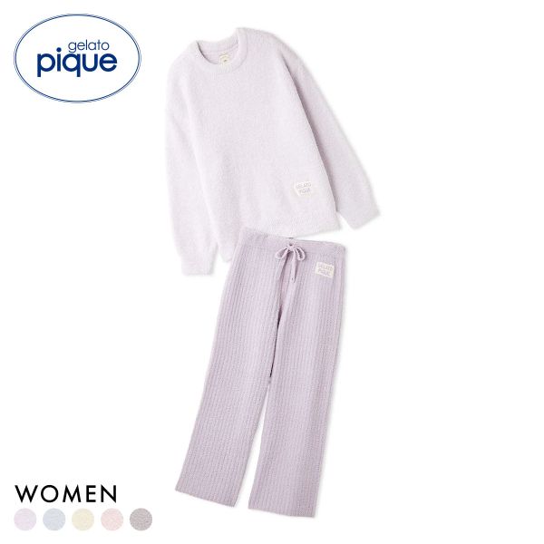 ジェラートピケ レディース カラフルパウダープルオーバー＆ベビモコリブロングパンツセット ジェラピケ パジャマ gelato pique