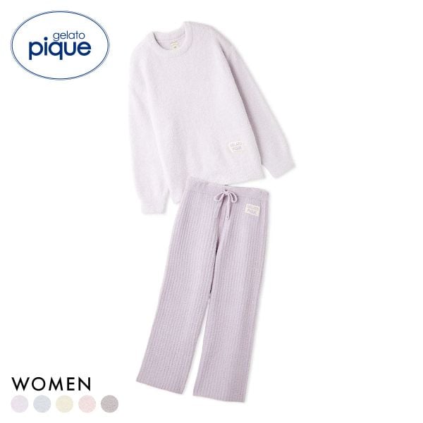 ジェラートピケ レディース カラフルパウダープルオーバー＆ベビモコリブロングパンツセット ジェラピケ パジャマ gelato pique