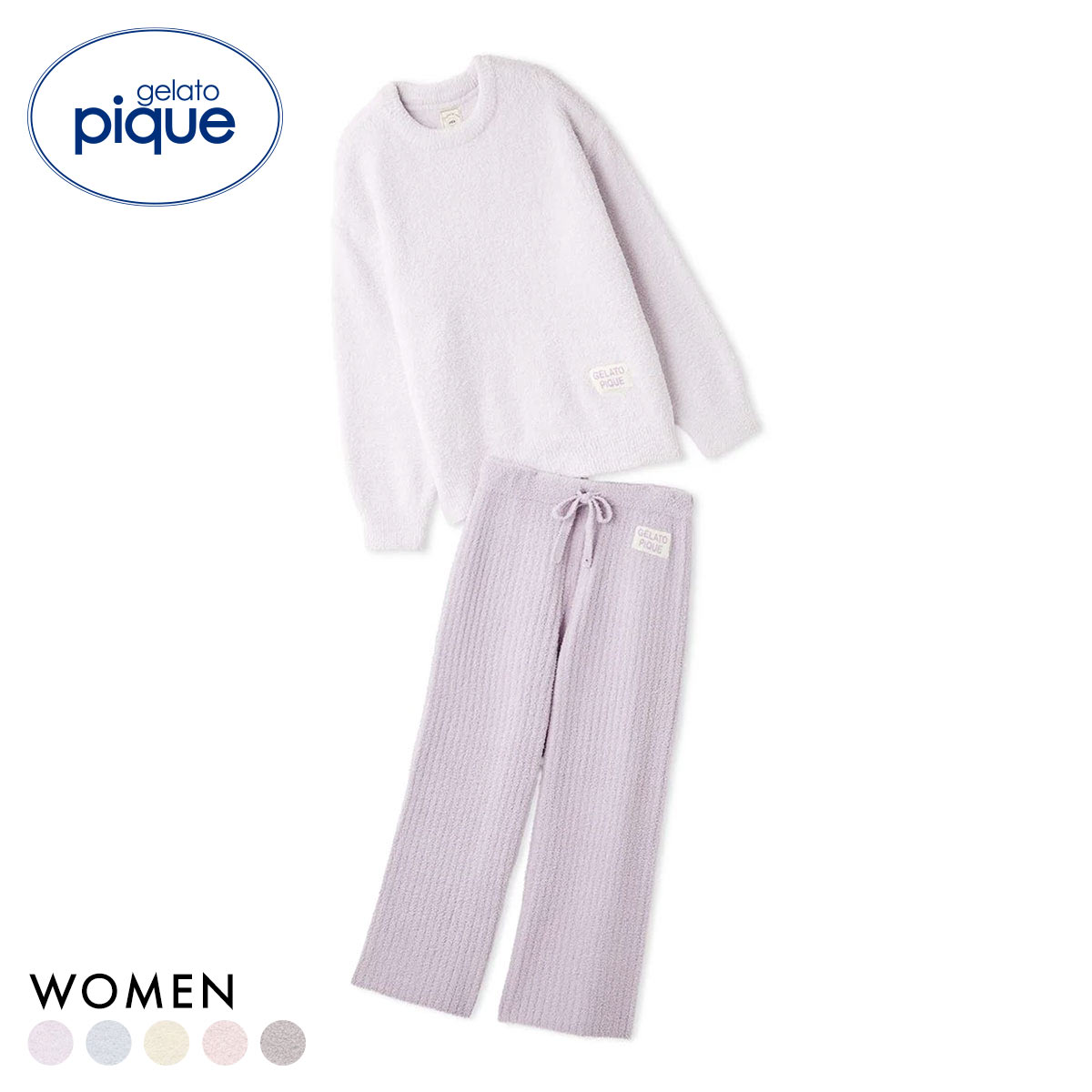 ジェラートピケ レディース カラフルパウダープルオーバー＆ベビモコリブロングパンツセット ジェラピケ パジャマ gelato pique