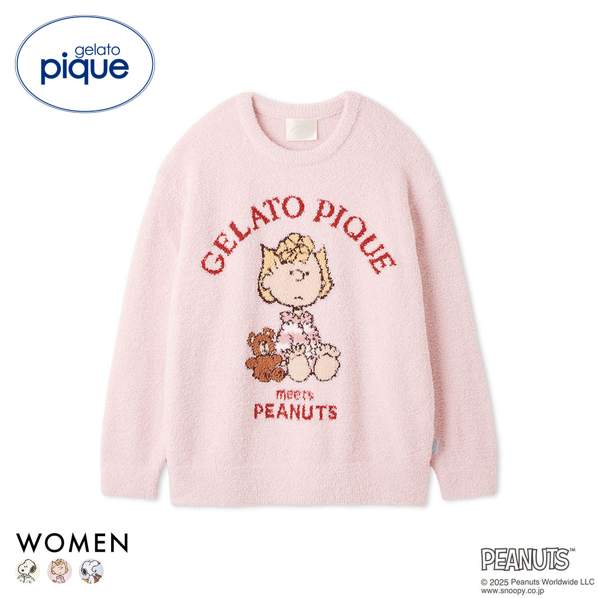 ジェラートピケ レディース PEANUTS オリジナルジャガードプルオーバー ジェラピケ パジャマ ルームウェア スヌーピー gelato pique(PI-ピンク-Free)
