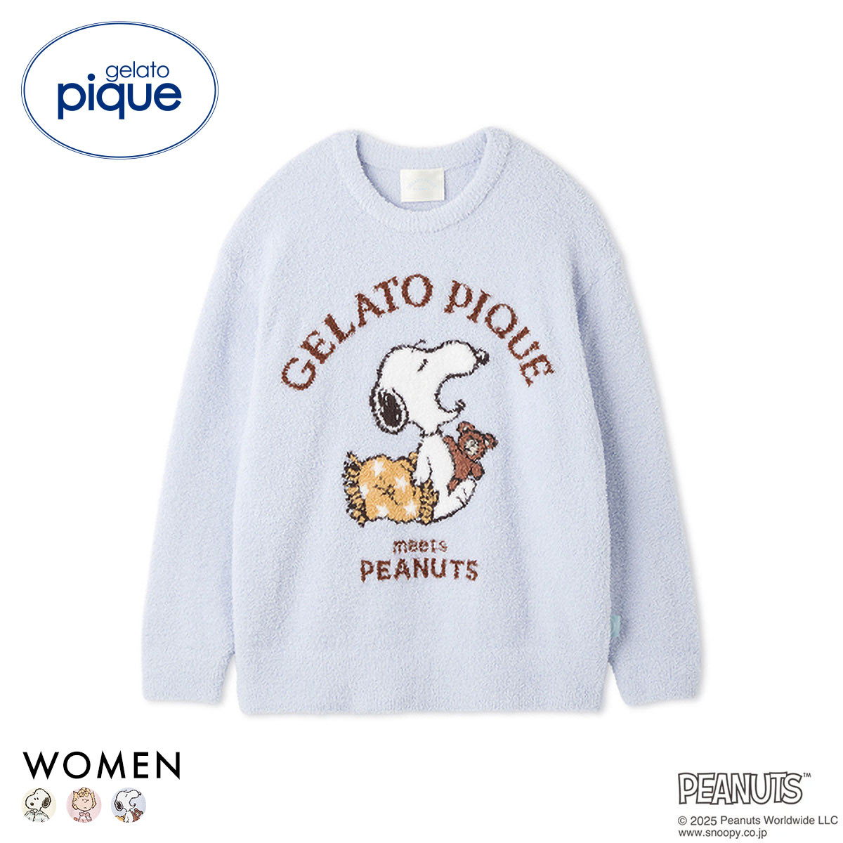ジェラートピケ レディース PEANUTS オリジナルジャガードプルオーバー ジェラピケ パジャマ ルームウェア スヌーピー gelato pique(BU-ブルー-Free)