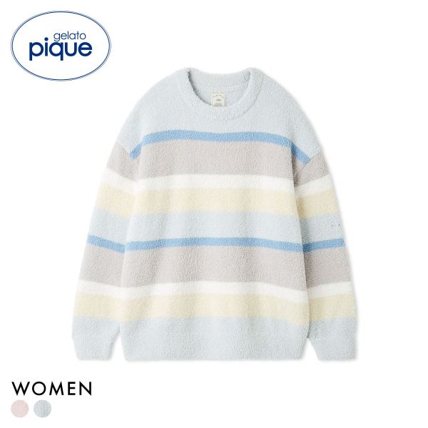 ジェラートピケ レディース ベビモコカラフルボーダープルオーバー ジェラピケ パジャマ ルームウェア gelato pique