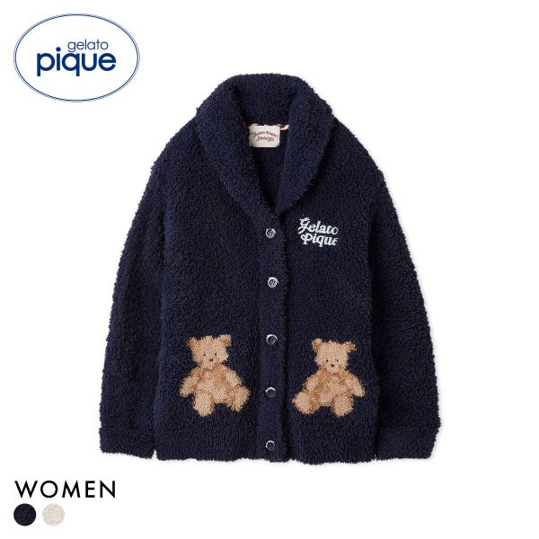 ジェラートピケ レディース HOLIDAY ジェラートスノーベアジャガードショールカーディガン ジェラピケ パジャマ