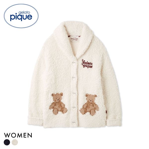 ジェラートピケ レディース HOLIDAY ジェラートスノーベアジャガードショールカーディガン ジェラピケ パジャマ