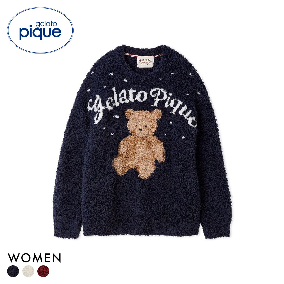 ジェラートピケ レディース HOLIDAY ジェラートスノーベアジャガードプルオーバー ジェラピケ パジャマ ルームウェア(NV-ネイビー-Free)