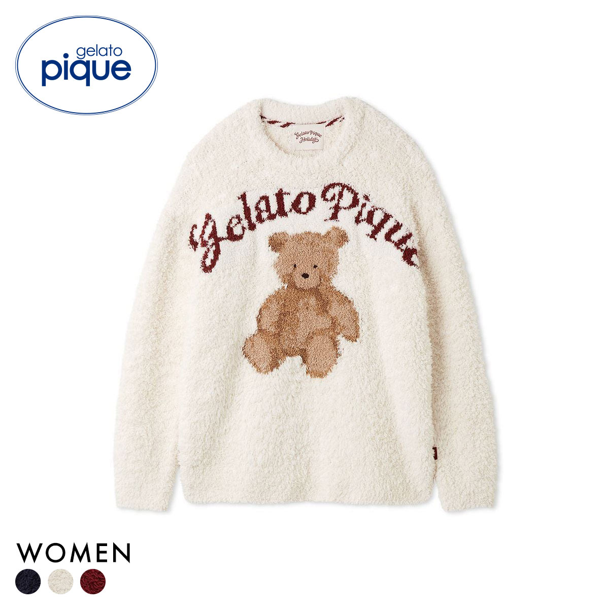 ジェラートピケ レディース HOLIDAY ジェラートスノーベアジャガードプルオーバー ジェラピケ パジャマ ルームウェア(IV-アイボリー-Free)