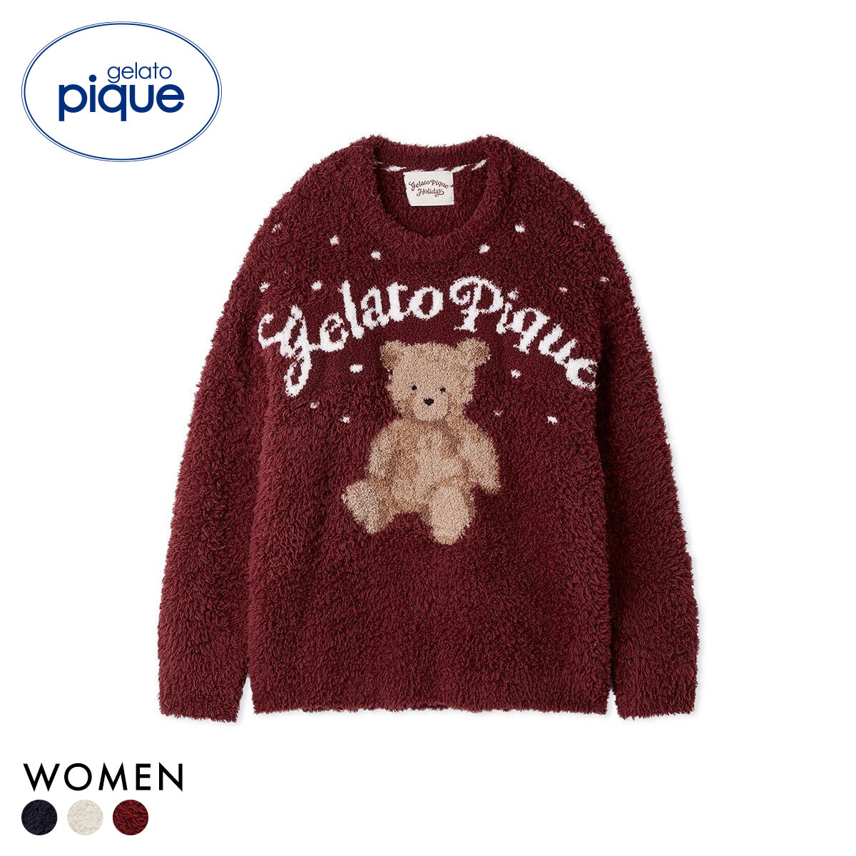 ジェラートピケ レディース HOLIDAY ジェラートスノーベアジャガードプルオーバー ジェラピケ パジャマ ルームウェア(RE-レッド-Free)