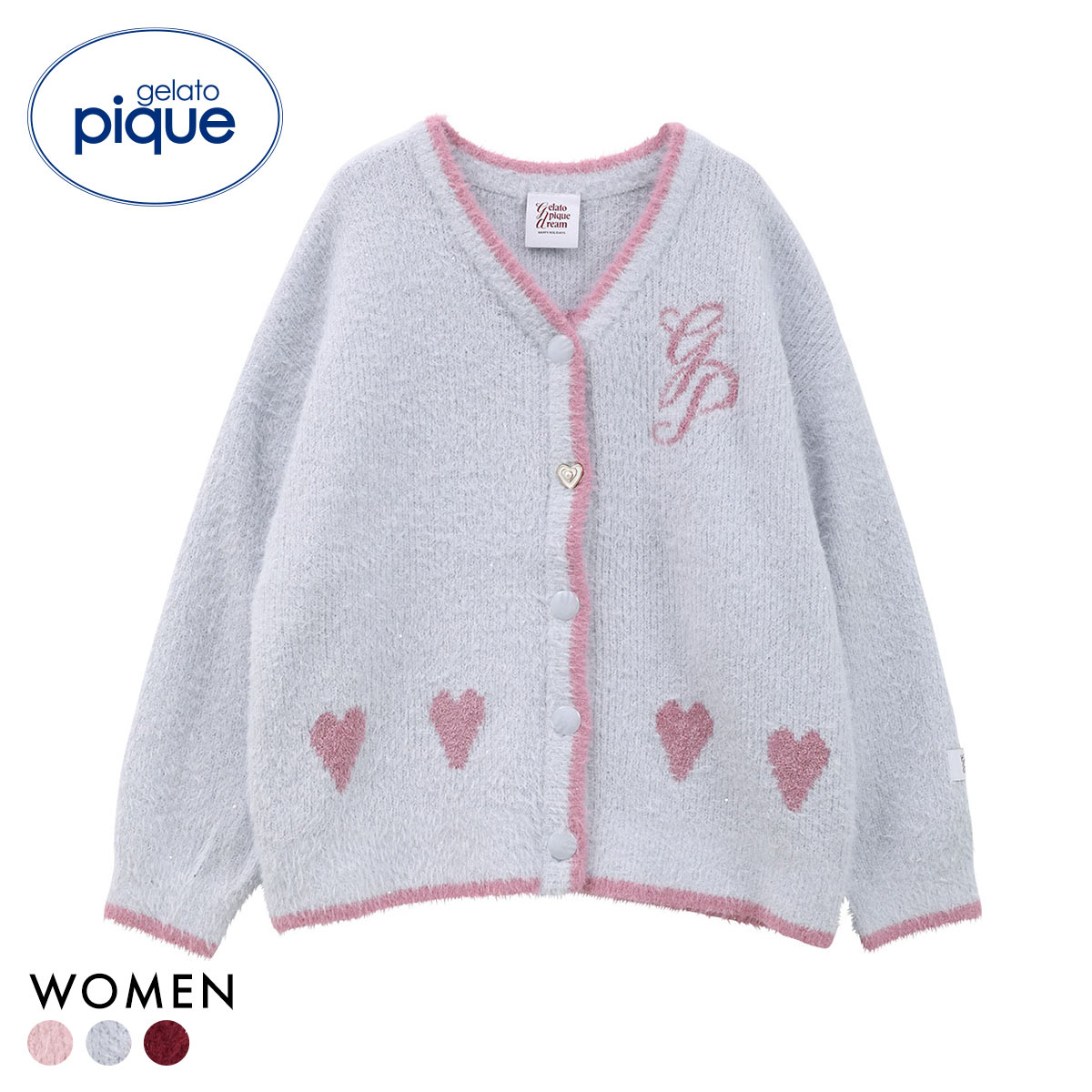 ジェラートピケ レディース HOLIDAY キラキラフェザーカーディガン ジェラピケ パジャマ ルームウェア gelato pique(LBU-薄ブルー-Free)