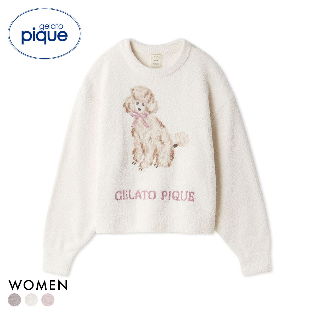 ジェラートピケ レディース プードルジャガードプルオーバー ジェラピケ パジャマ ルームウェア gelato pique(OW-オフホワイト-Free)