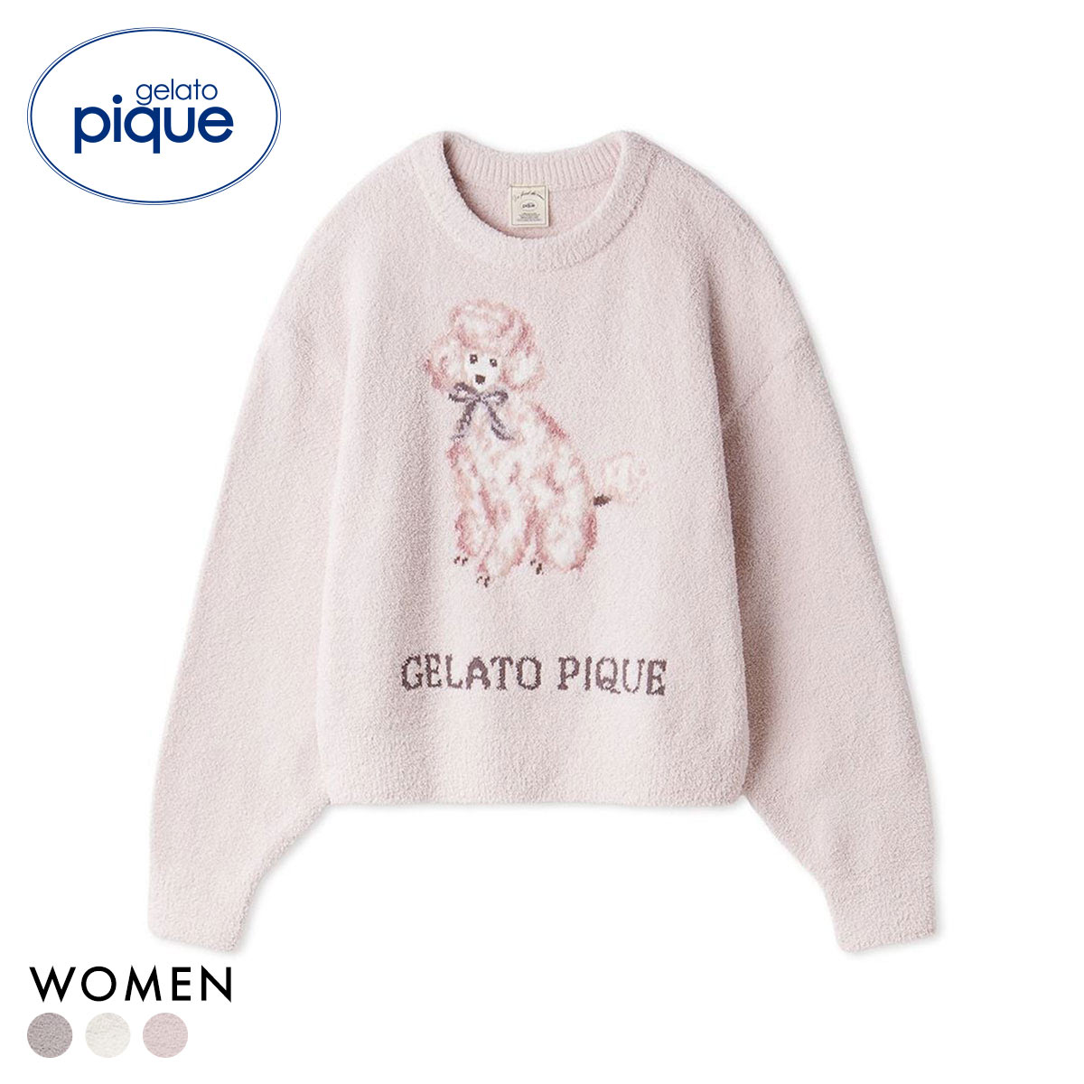 ジェラートピケ レディース プードルジャガードプルオーバー ジェラピケ パジャマ ルームウェア gelato pique(PI-ピンク-Free)