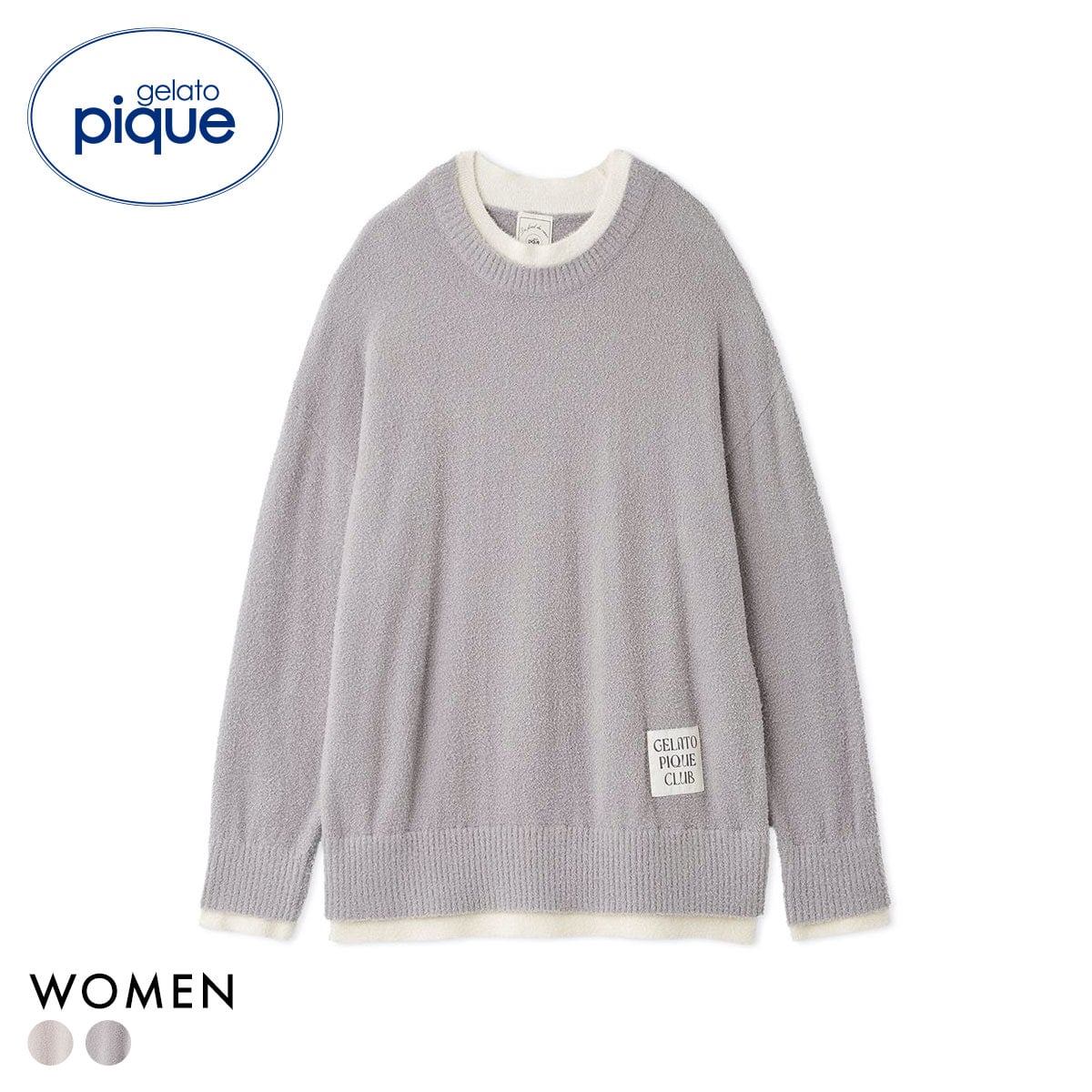 ジェラートピケ レディース レイヤードホットスムーズィープルオーバー ジェラピケ パジャマ ルームウェア gelato pique(GY-グレー-Free)