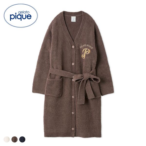 ジェラートピケ レディース パウダーエンブレムモチーフロングカーディガン ジェラピケ パジャマ ルームウェア gelato pique