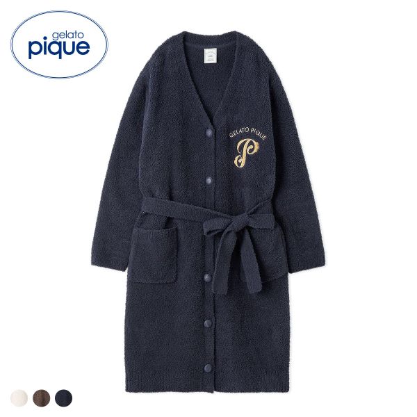 ジェラートピケ レディース パウダーエンブレムモチーフロングカーディガン ジェラピケ パジャマ ルームウェア gelato pique