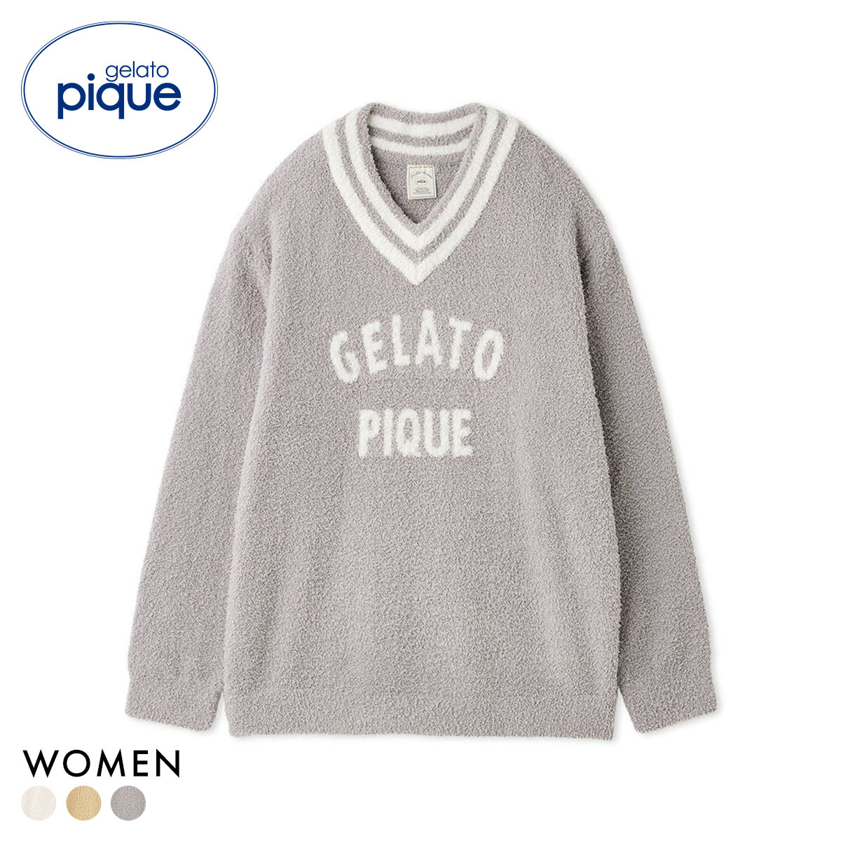 ジェラートピケ レディース べビモコプレッピープルオーバー ジェラピケ パジャマ ルームウェア gelato pique(LGY-薄グレー-Free)