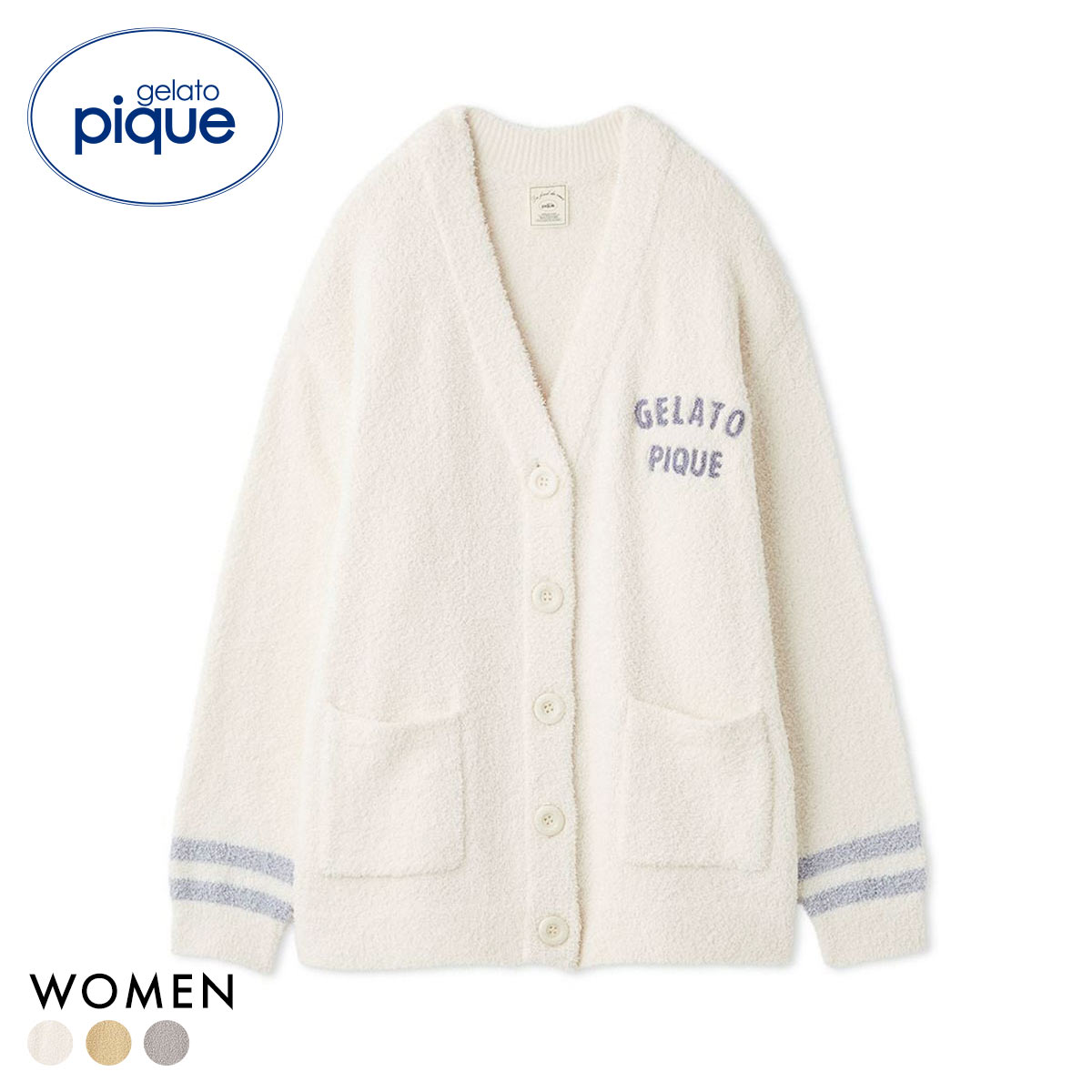 ジェラートピケ レディース べビモコプレッピーカーディガン ジェラピケ パジャマ ルームウェア gelato pique(OW-オフホワイト-Free)