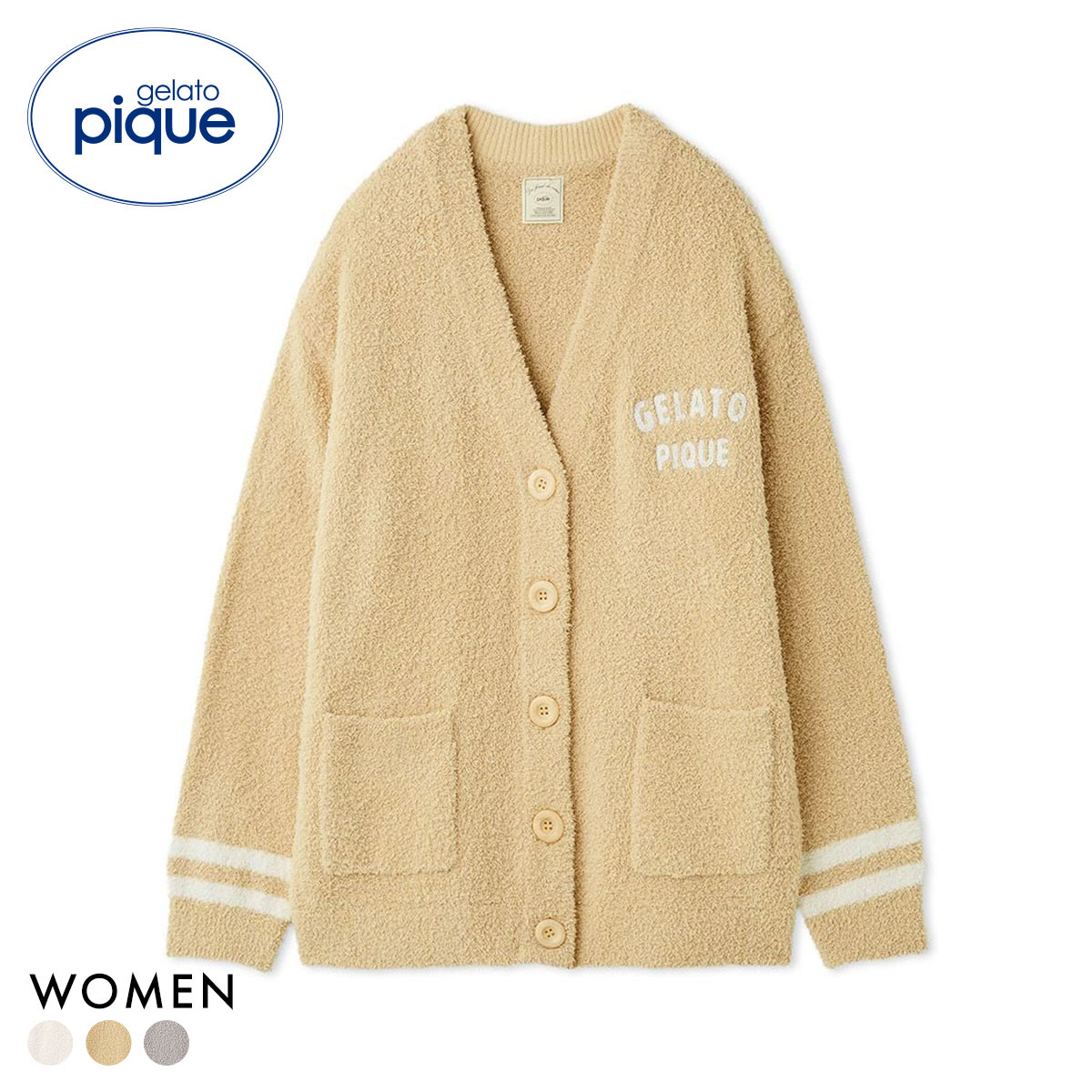 ジェラートピケ レディース べビモコプレッピーカーディガン ジェラピケ パジャマ ルームウェア gelato pique(YE-イエロー-Free)