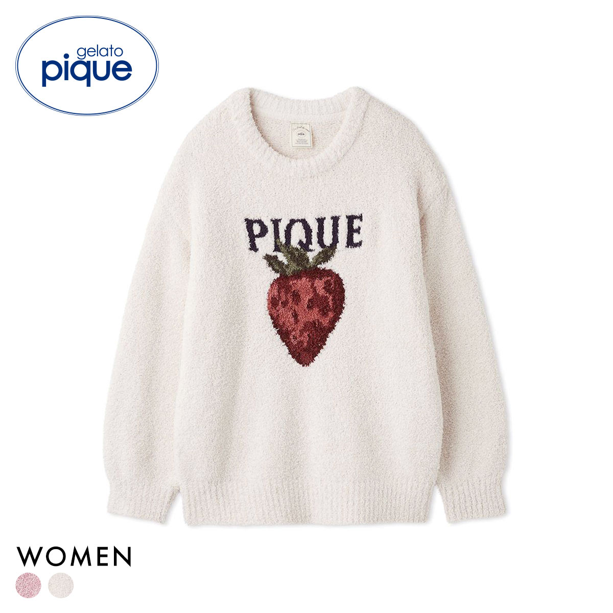 ジェラートピケ レディース メランジストロベリージャガードプルオーバー ジェラピケ パジャマ gelato pique(OW-オフホワイト-Free)