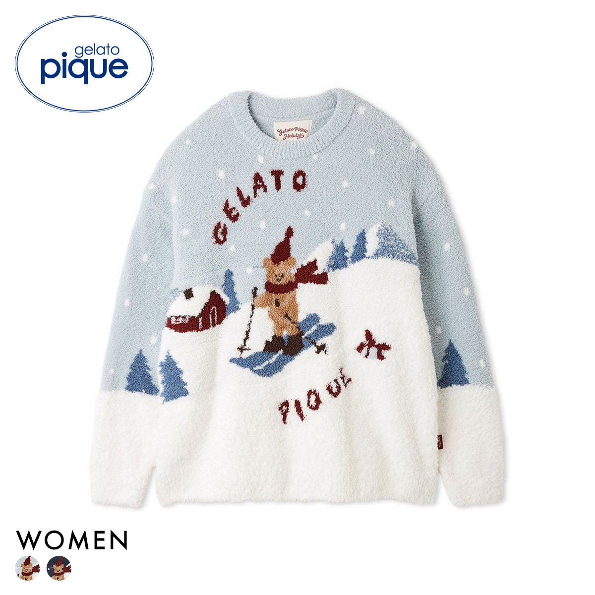 ジェラートピケ レディース HOLIDAY スキーベアジャガードプルオーバー ジェラピケ パジャマ ルームウェア(MI-ミント-Free)