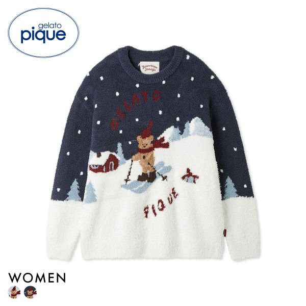 ジェラートピケ レディース HOLIDAY スキーベアジャガードプルオーバー ジェラピケ パジャマ ルームウェア