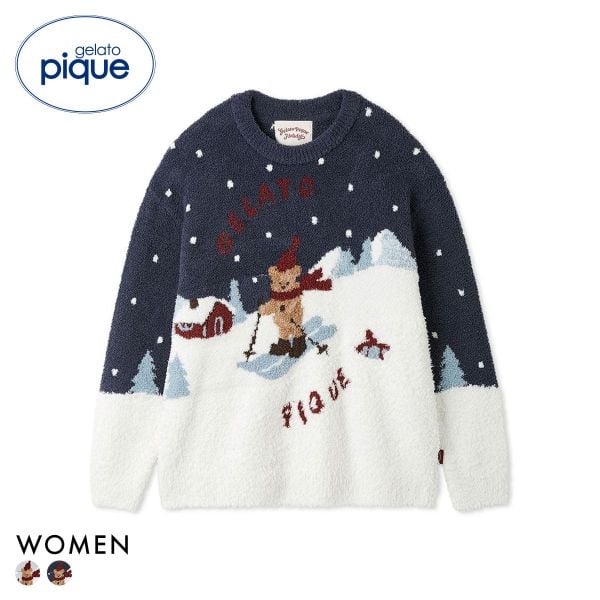 ジェラートピケ レディース HOLIDAY スキーベアジャガードプルオーバー ジェラピケ パジャマ ルームウェア