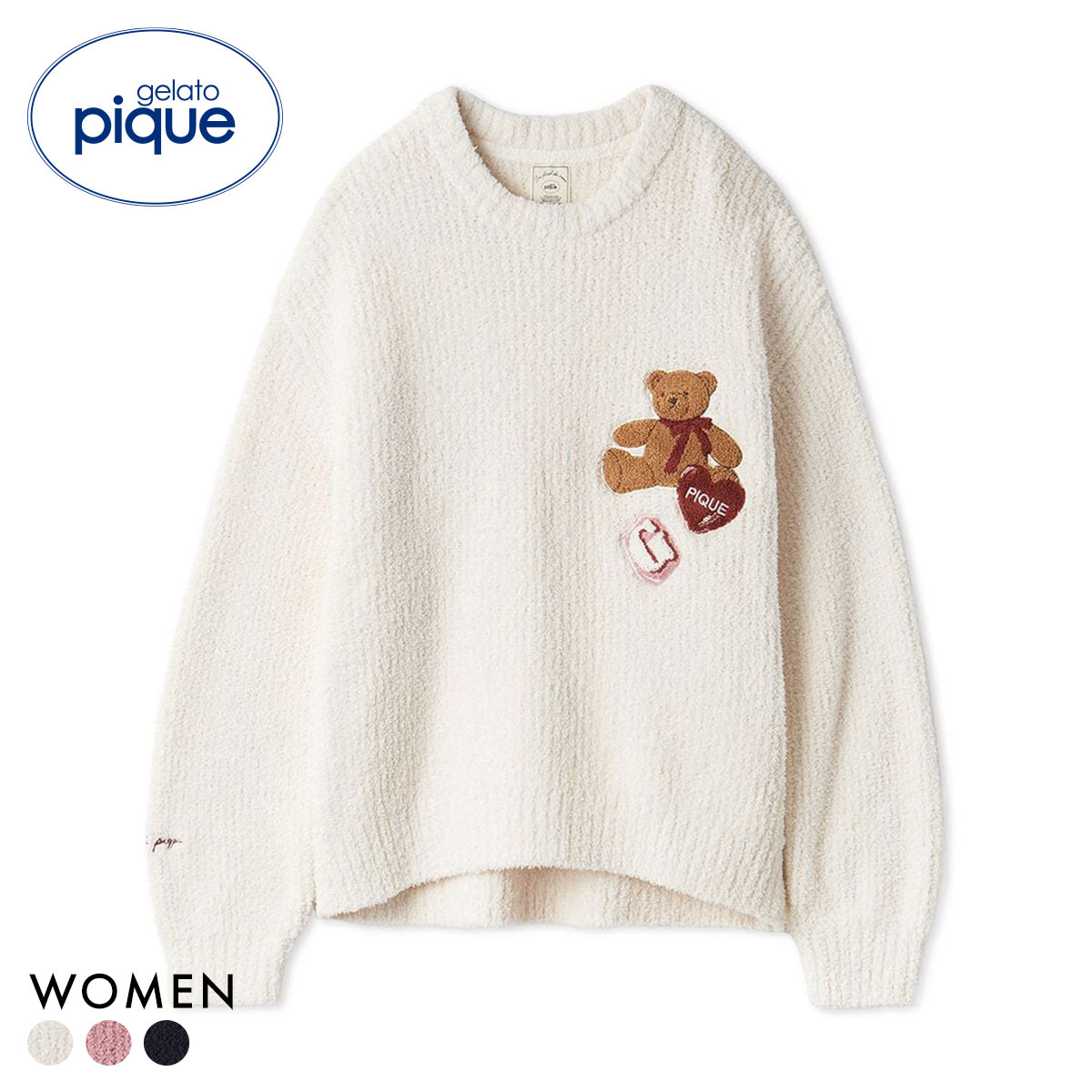 ジェラートピケ レディース ベビモコベアさがらプルオーバー ジェラピケ パジャマ ルームウェア gelato pique フェイバリット(IV-アイボリー-Free)