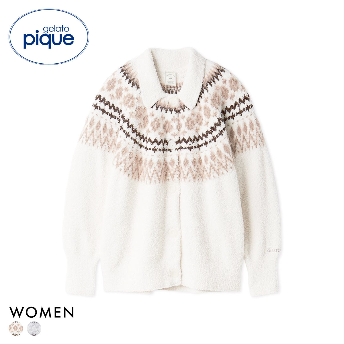 ジェラートピケ レディース ノルディックカーディガン ジェラピケ パジャマ ルームウェア gelato pique